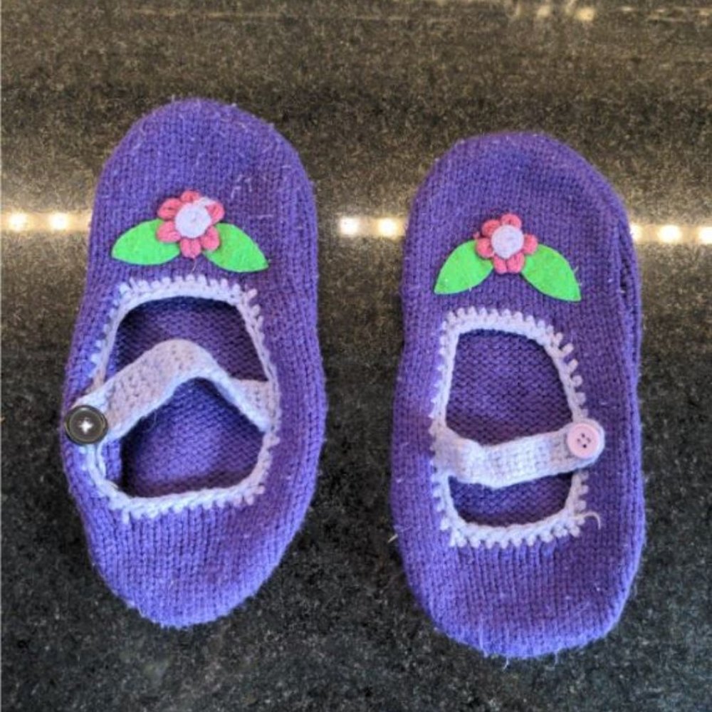 Crochet Granny Slippers Flower Shabby Chic size 6-7